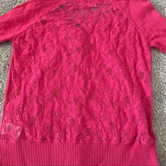 3/$25 Garage Lace Back Crew Neck Cardigan - Picture 7 of 7